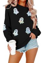 Moletom feminino MYHALF Halloween colorido de lantejoulas Ghost