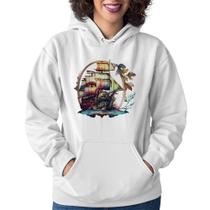 Moletom Feminino Navio e Flores - Foca na Moda Moletom Feminino Navio e Flores - Foca na Moda