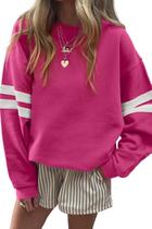 Moletom feminino OCSTRADE de tamanho grande listrado rosa vermelho Moletom feminino OCSTRADE de tamanho grande listrado rosa vermelho