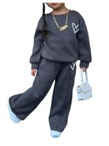 Moletom feminino Outfit Verdusa de 2 peças com estampa de coração com calças