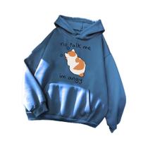 Moletom Feminino Oversize Com Estampa De Gato Furioso, Casual Hip Hop, Pulôver Macio