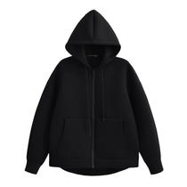 Moletom Feminino Oversized Com Zíper, Manga Comprida, Com Capuz, Jaqueta De Outono