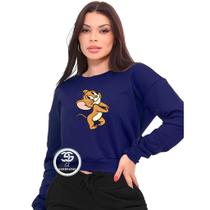 Moletom Feminino Personalizado Desenho Tom e Jerry Modelo Gola Careca Blusa de frio Linha Premium 20