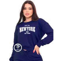 Moletom Feminino Personalizado New York Modelo Gola Careca Blusa de frio Linha Premium 2025 Lançamen