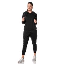 Moletom Feminino Preto com Capuz e Zíper
