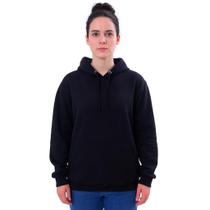 Moletom Feminino Preto Liso Básico Com Capuz Inverno Quente