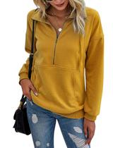 Moletom feminino PRETTYGARDEN, casual, de manga comprida, amarelo