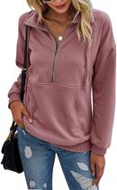 Moletom feminino PRETTYGARDEN casual de manga comprida rosa Moletom feminino PRETTYGARDEN casual de manga comprida rosa