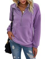 Moletom feminino PRETTYGARDEN casual de manga comprida roxo Moletom feminino PRETTYGARDEN casual de manga comprida roxo