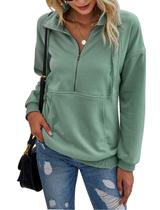 Moletom feminino PRETTYGARDEN casual de manga comprida verde
