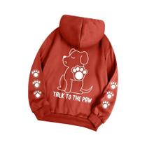Moletom Feminino Quente De Lã Com Estampa Divertida De Cachorro, Gola Redonda Casual, Blusa De