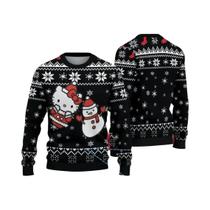 Moletom Feminino Sanrio Hello Kitty Com Estampa 3D De Boneco De Neve E Floco De Neve, Estilo Feio De