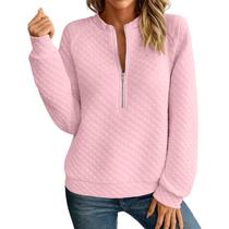 Moletom feminino Schine com meio zíper e gola redonda acolchoada rosa Moletom feminino Schine com meio zíper e gola redonda acolchoada rosa