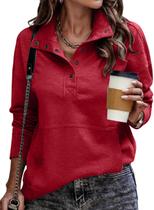 Moletom feminino SHEWIN, casual, leve, grande, vermelho