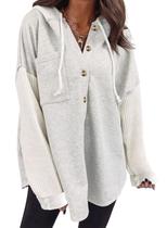 Moletom feminino SHEWIN, moda outono 2024, botão 2GG, cinza