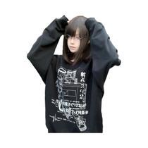 Moletom Feminino Solto Estilo Anime Gola Redonda Estampado Moda Cultural Estilo Único Moletom Feminino Solto Estilo Anime Gola Redonda Estampado Moda Cultural Estilo Único