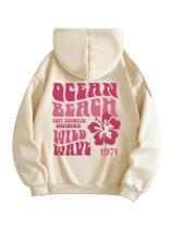 Moletom feminino SweatyRocks com estampa de letras e poliéster de damasco Moletom feminino SweatyRocks com estampa de letras e poliéster de damasco