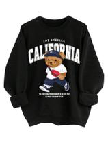 Moletom feminino SweatyRocks com estampa de urso preto S Moletom feminino SweatyRocks com estampa de urso preto S