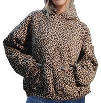 Moletom feminino TERIVEEK com estampa de leopardo, estampa de leopardo, estampa grande do ano 2000