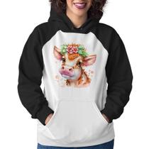 Moletom Feminino Vaquinha E Flores - Foca na Moda Moletom Feminino Vaquinha E Flores - Foca na Moda
