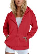 Moletom feminino vermelho com capuz SMENG, zíper, de inverno, lã, S Moletom feminino vermelho com capuz SMENG, zíper, de inverno, lã, S