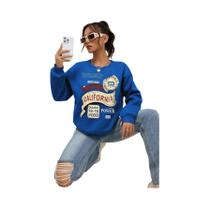 Moletom Feminino Vintage Com Capuz, Estilo Harajuku, Casual, Quente, Solto, Com Estampa De Letras,