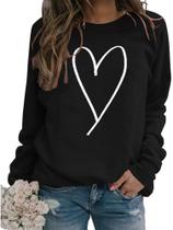 Moletom feminino XIWUKOD Love Heart Graphic de manga comprida