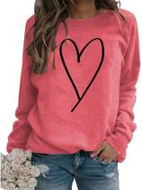 Moletom feminino XIWUKOD Love Heart Graphic, xadrez, leopardo