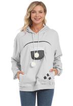 Moletom Feminino ZIIFULLHOU com Porta-pet Cinza Moletom Feminino ZIIFULLHOU com Porta-pet Cinza
