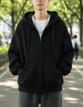 Moletom Fire Blue De Zíper Masculino Flanelado Capuz Bolsos