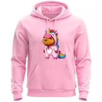 Moletom Flanelado Canguru Blusa Quentinha Casaco Capivara Unicornio Bailarina Estampado Desenho Time