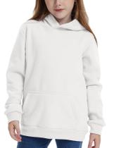 Moletom Flygo unissex para meninos e meninas forrado de lã com capuz sherpa branco Moletom Flygo unissex para meninos e meninas forrado de lã com capuz sherpa branco