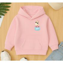 Moletom Fofo Blusa De Frio Infantil Feminino Estampa Girafa No Bolsinho Lindo Inverno Flanelado Kids