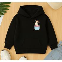 Moletom Fofo Blusa De Frio Infantil Feminino Estampa Girafa No Bolsinho Lindo Inverno Flanelado Kids