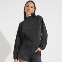 Moletom Forum Metalizado Amplo Ou25 Preto Feminino