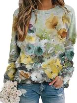 Moletom Fronage feminino com estampa floral com estampa de paisagem tamanho L