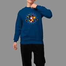 Moletom Gola Careca Algodão Casual Confortável Inverno Blusa De Frio Cubiks Black