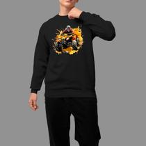 Moletom Gola Careca Algodão Casual Confortável Inverno Blusa De Frio Trilhas