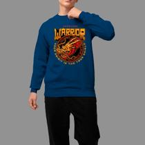 Moletom Gola Careca Algodão Casual Confortável Inverno Blusa De Frio Warrior