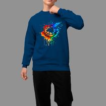Moletom Gola Careca Algodão Casual Inverno Blusa De Frio Bas Aquarela