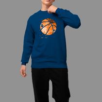 Moletom Gola Careca Algodão Casual Inverno Blusa De Frio Bola de Basquete
