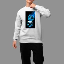 Moletom Gola Careca Algodão Casual Inverno Blusa De Frio Dados Blue