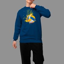 Moletom Gola Careca Algodão Casual Moda De Rua Inverno Blusa De Frio Tecido Macio Voley Cor