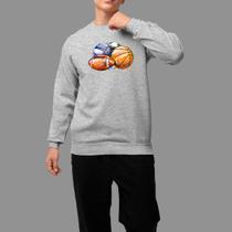 Moletom Gola Careca Algodão Casual Moda De Rua Tecido Macio Tres Esporte