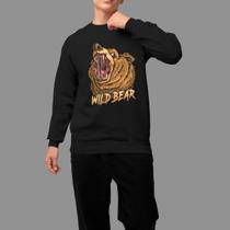 Moletom Gola Careca Algodão Moda De Rua Confortável Inverno Blusa De Frio Wild Bear