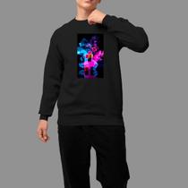 Moletom Gola Careca Algodão Moda De Rua Inverno Blusa De Frio Tecido Macio Dados Fume