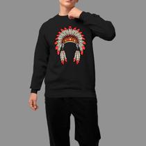 Moletom Gola Careca Basico Casual Confortável Tecido Macio Cabeça Penas