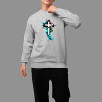 Moletom Gola Careca Basico Casual Moda Religioso Tecido Macio Cruz Color Moletom Gola Careca Basico Casual Moda Religioso Tecido Macio Cruz Color