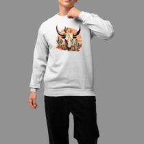 Moletom Gola Careca Basico Casual Tecido Macio Cabeça Boi