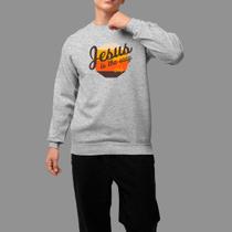 Moletom Gola Careca Basico Masculino Casual Confortável Inverno Blusa De Frio Tecido Macio Jesus Por